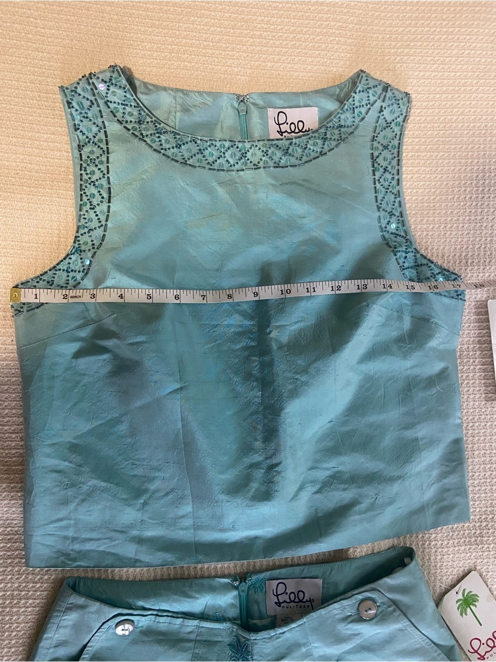 Lilly Pulitzer Vintage NWT 100% Silk 2 Piece Beaded Embroidered Floral Set 2 - Picture 13 of 16